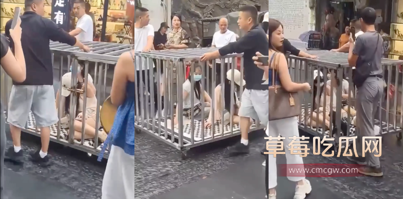 湖南汨罗商业街惊现浸猪笼 湖南汨罗商业街惊现浸猪笼