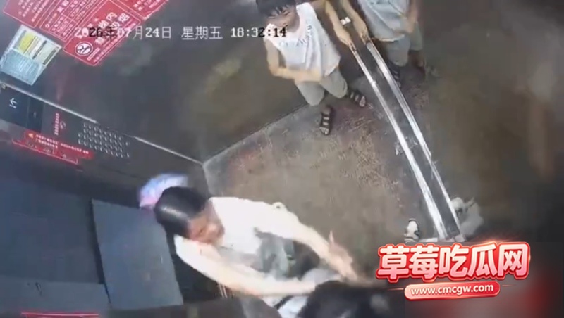湖北仙桃电梯打架事件 因等 2